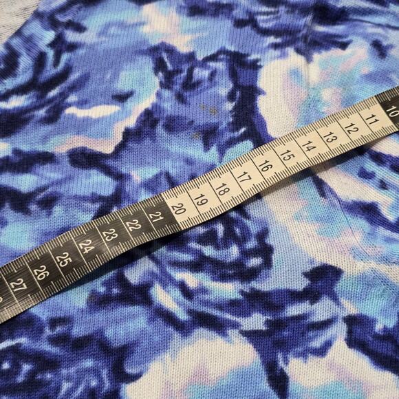 Isaac Mizrahi Live! Blue & White Floral Print Button Front Cardigan - Picture 4 of 9